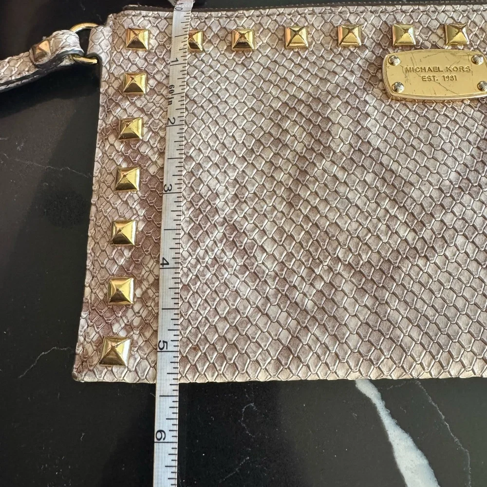 Michael‎ Kors Gold Studded Textured Clutch
